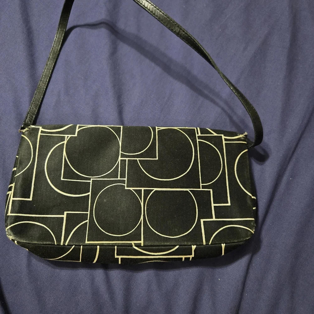 KATE SPADE Black And White Geometric Crossbody Purse Pink Interior Small Handbag